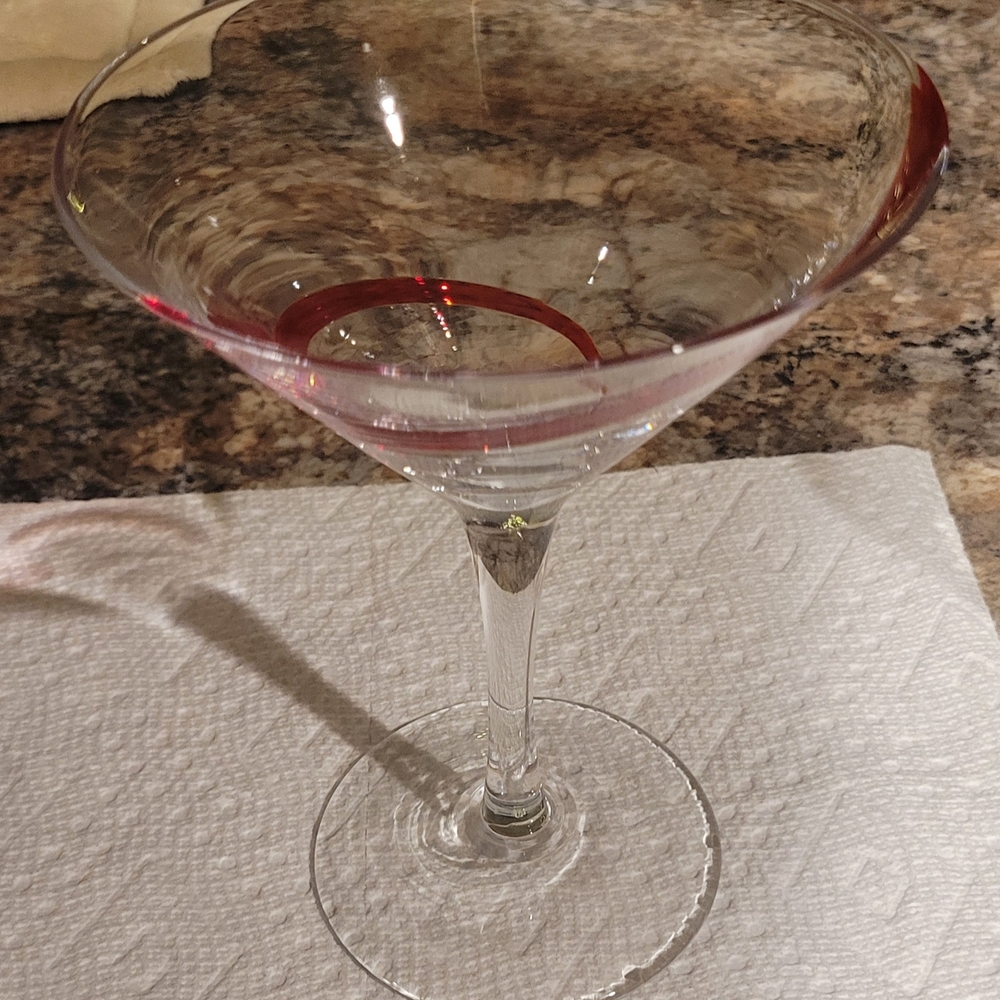 Pier 1 Swirline Red 6 5/8” Martini Glass